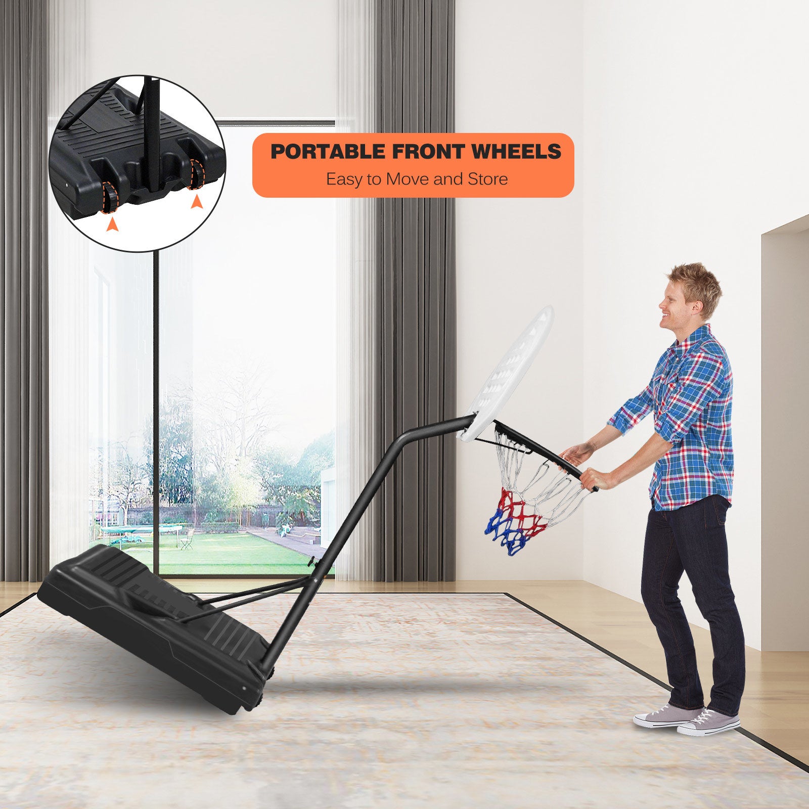 Portable Poolside Basketball Hoop Swimming Pool 3.1ft to 4.7ft Height-Adjustable Basketball System Goal Stand for Kids Doba